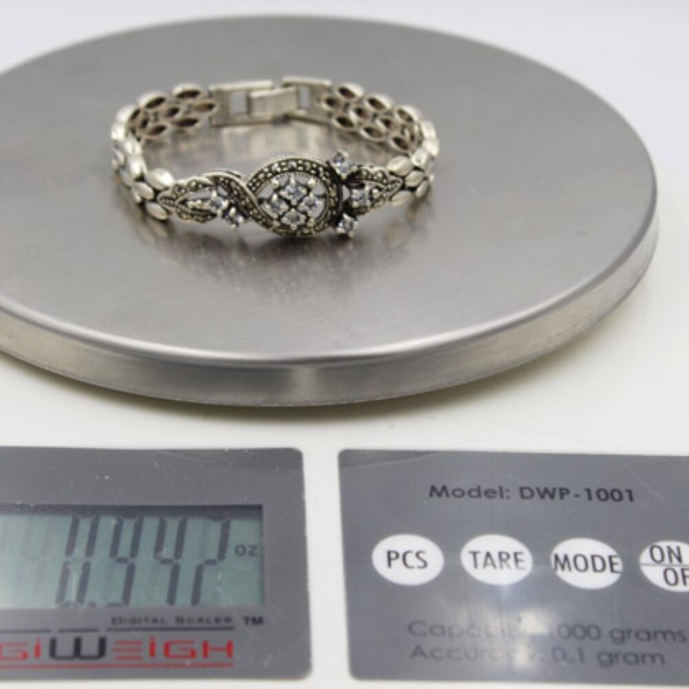 925 Marcasite Rhinestone Bracelet - Picture 7 of 8